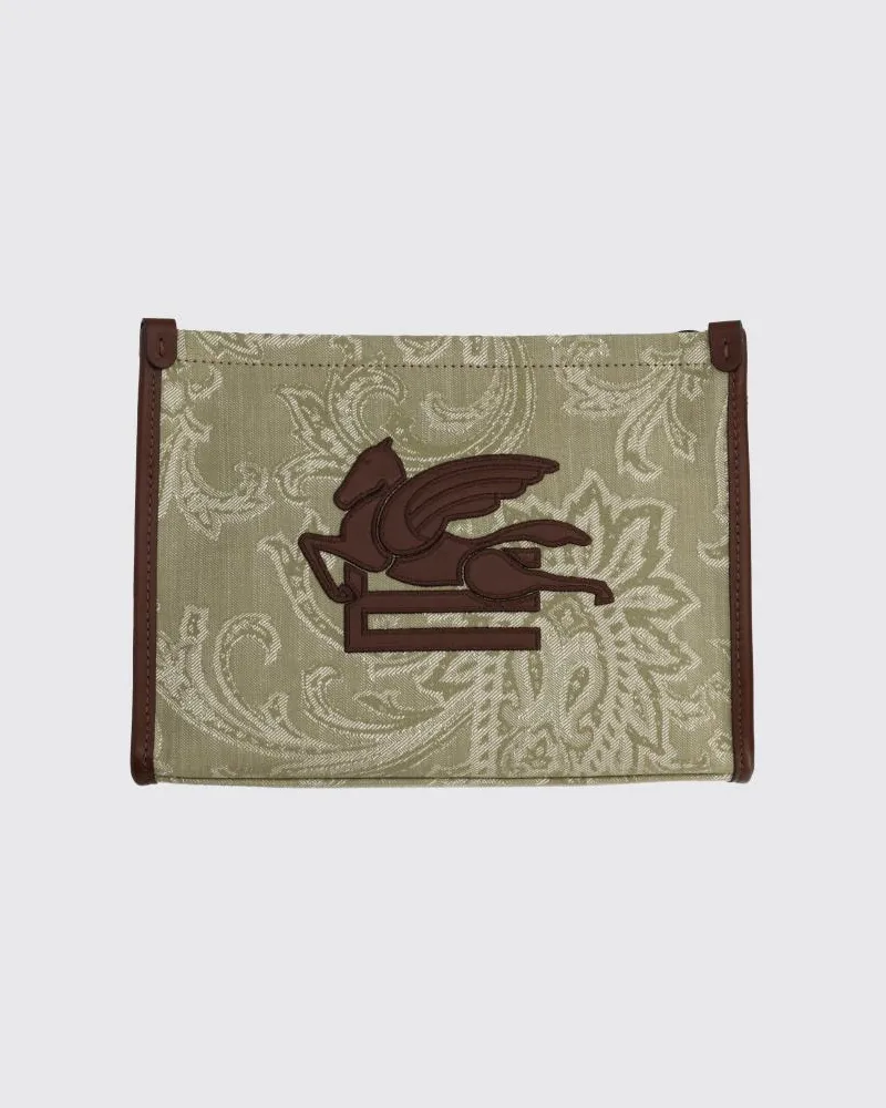 Etro Essential Paisley Jacquard Baumwoll-Denim-Clutch Grün