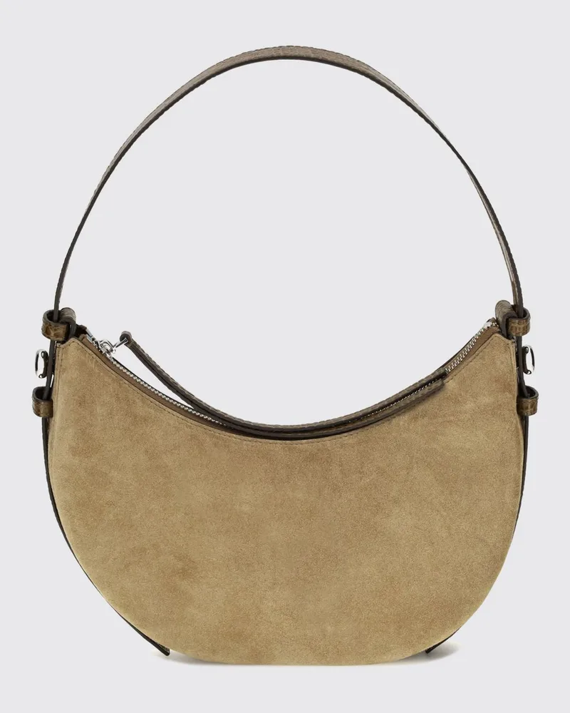 Tory Burch Romy Hobo-Tasche aus Veloursleder in Halbmondform Grau