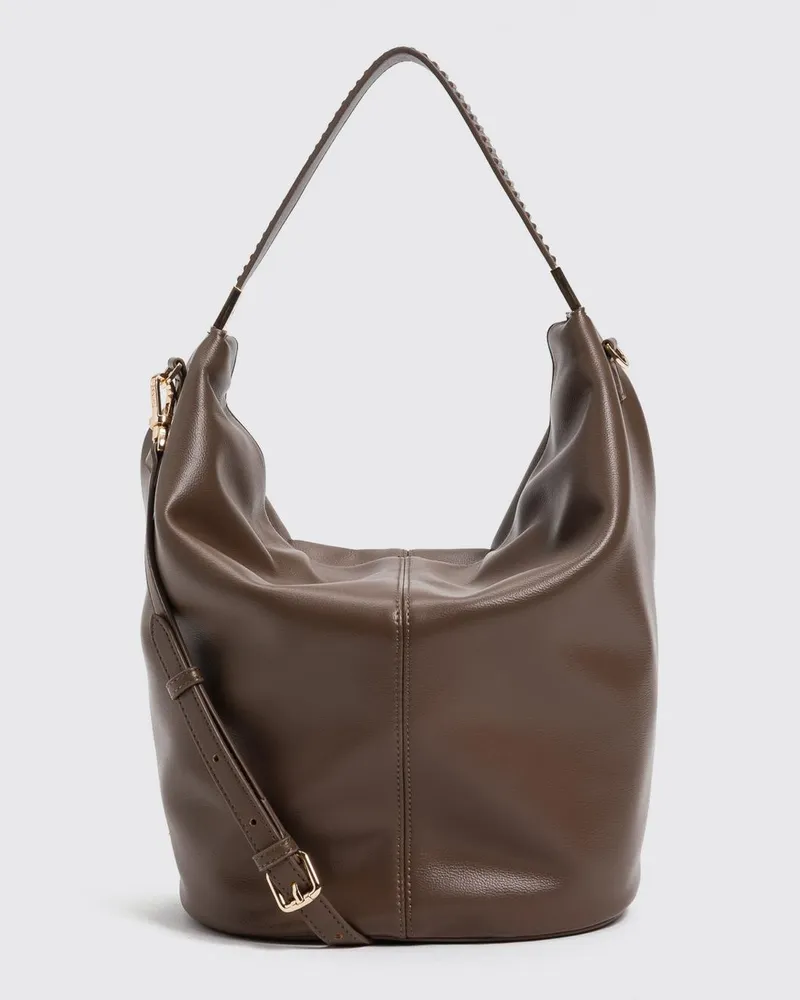 Twin-Set Ausgestellte Hobo-Tasche aus Kunstleder mit abnehmbarem und verstellbarem Riemen Taubengrau