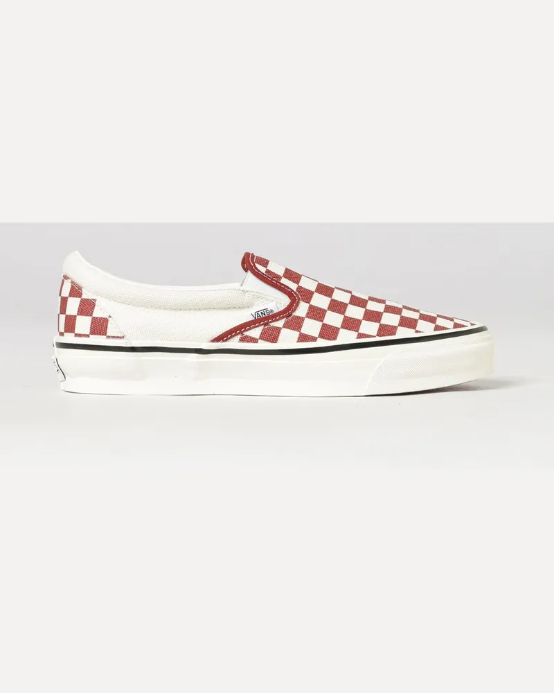 Vans Classic Slip-On Sneakers aus Baumwoll-Canvas mit Schachbrettmuster und runder Kappe Rot