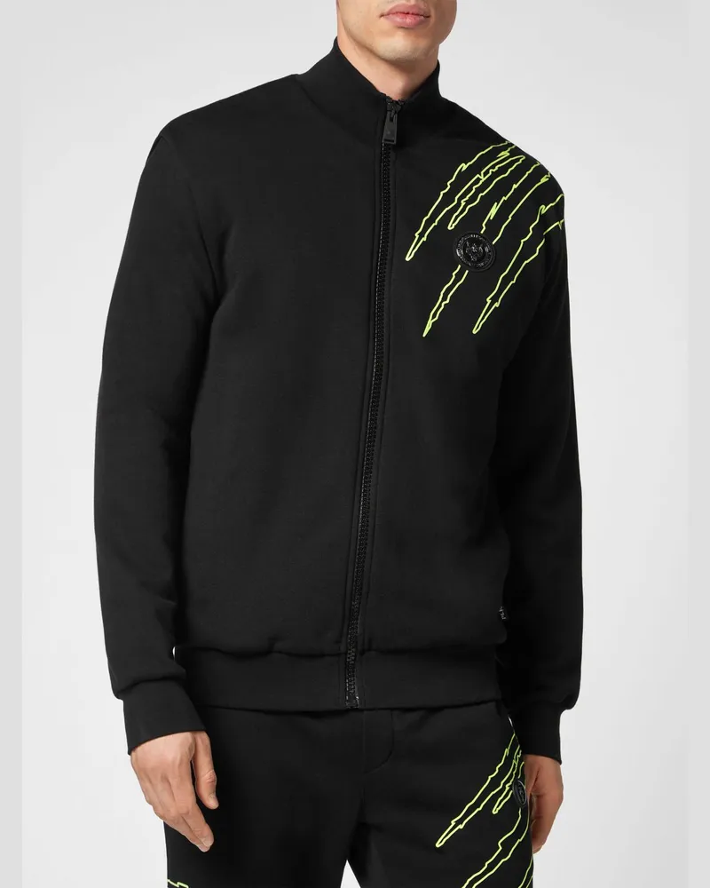 Philipp Plein Sweatjacke mit Stehkragen aus Baumwolle mit Grafikprint Schwarz