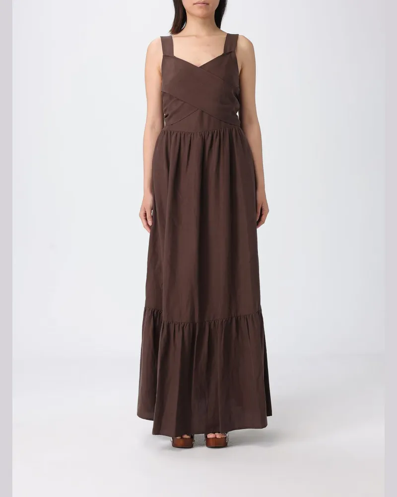 Liu Jo Langes Leinenmischkleid Braun