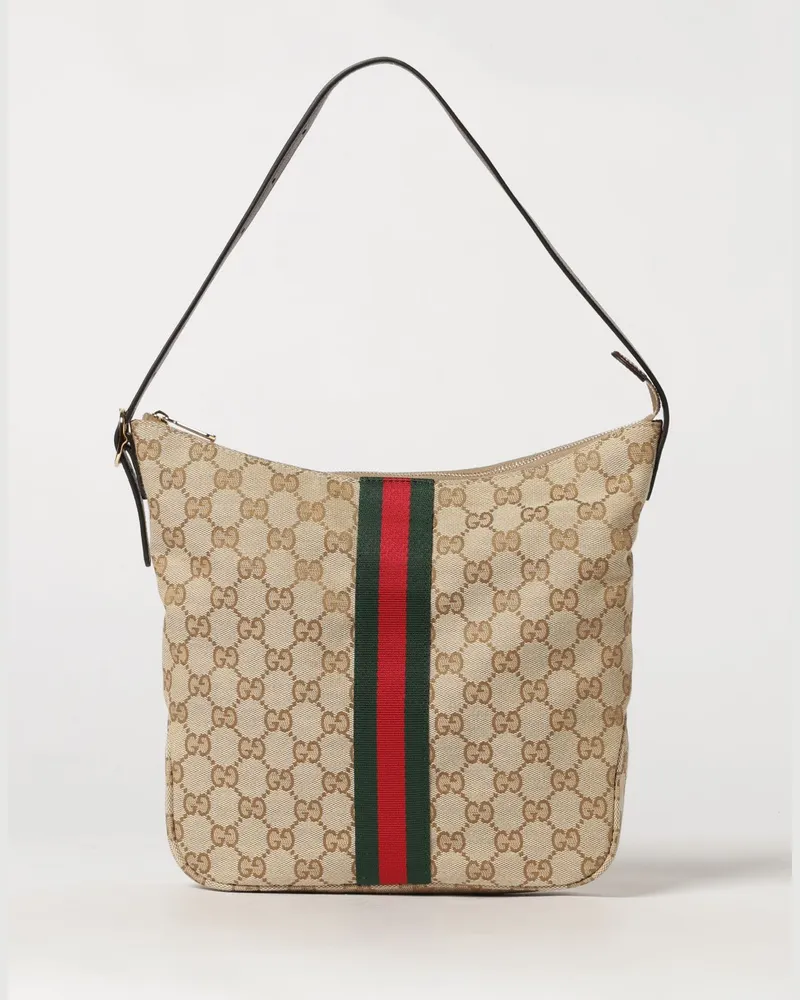 Gucci Lunetta Schultertasche aus Jacquard mit GG-Monogramm und verstellbarem Riemen Beige