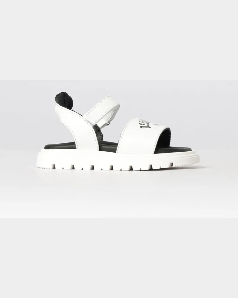 Dsquared2 Leder-Sandalen mit Logo-Print Weiß