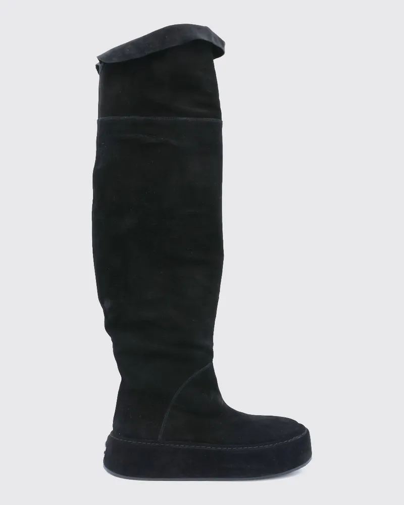 Casadei Cuissardes-Stiefel aus Veloursleder mit Overknee-Schaft Schwarz