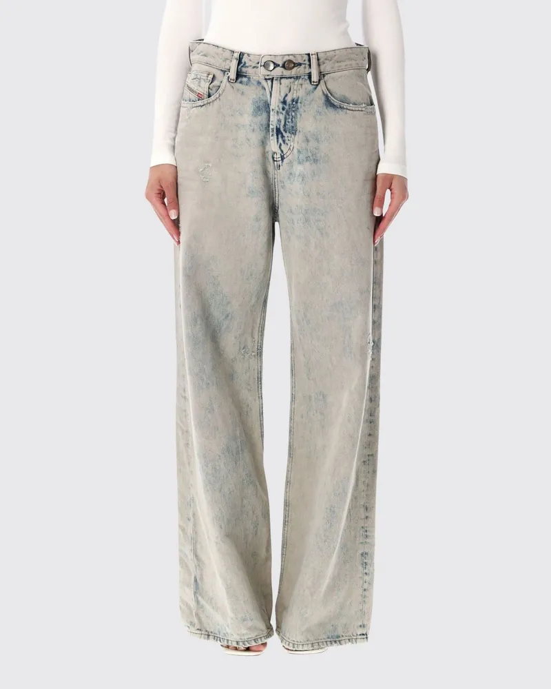 Diesel 1996 D-Sire-Yu Wide Leg Jeans aus gebleichtem Denim mit niedriger Taille Blau