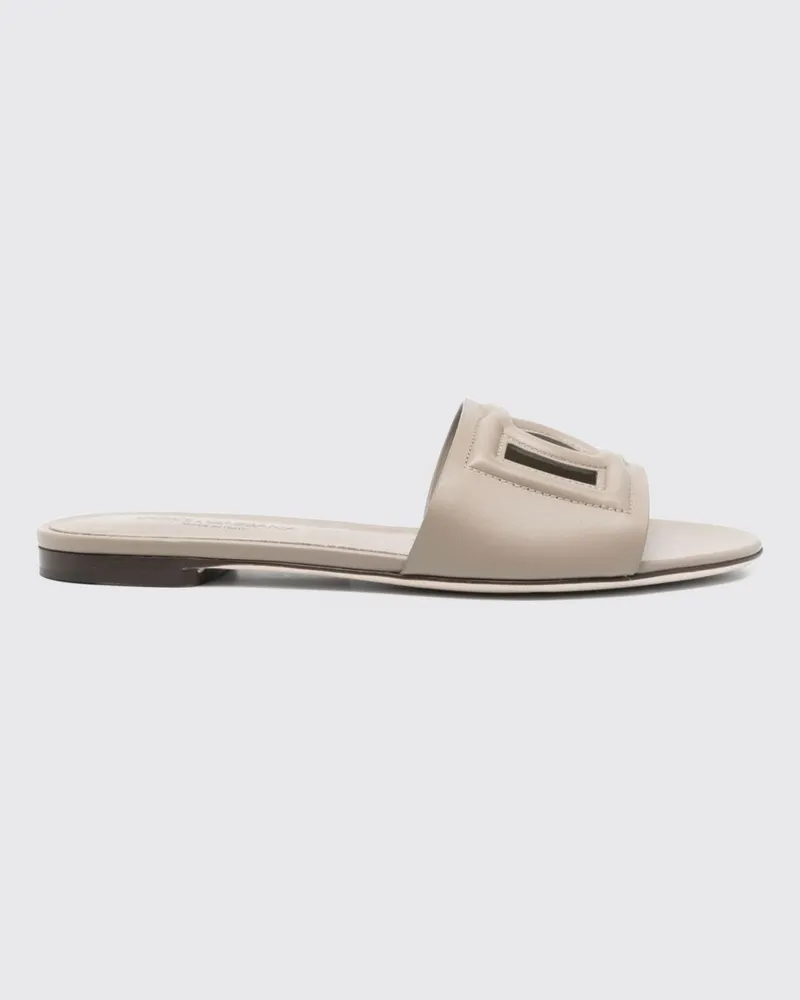Dolce & Gabbana DOLCE  GABBANA Mules Dolce & Gabbana aus Leder mit DG-Monogramm und niedrigem Absatz Grau