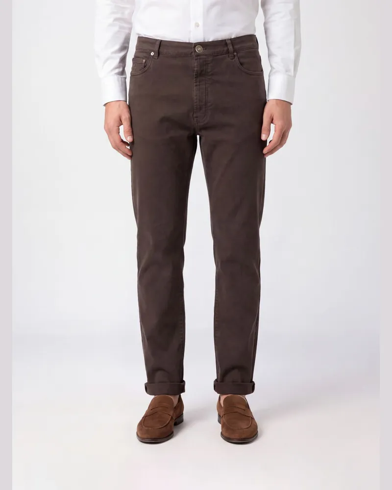 Brunello Cucinelli Straight-Fit-Jeans aus Baumwolldenim im Five-Pocket-Stil Braun