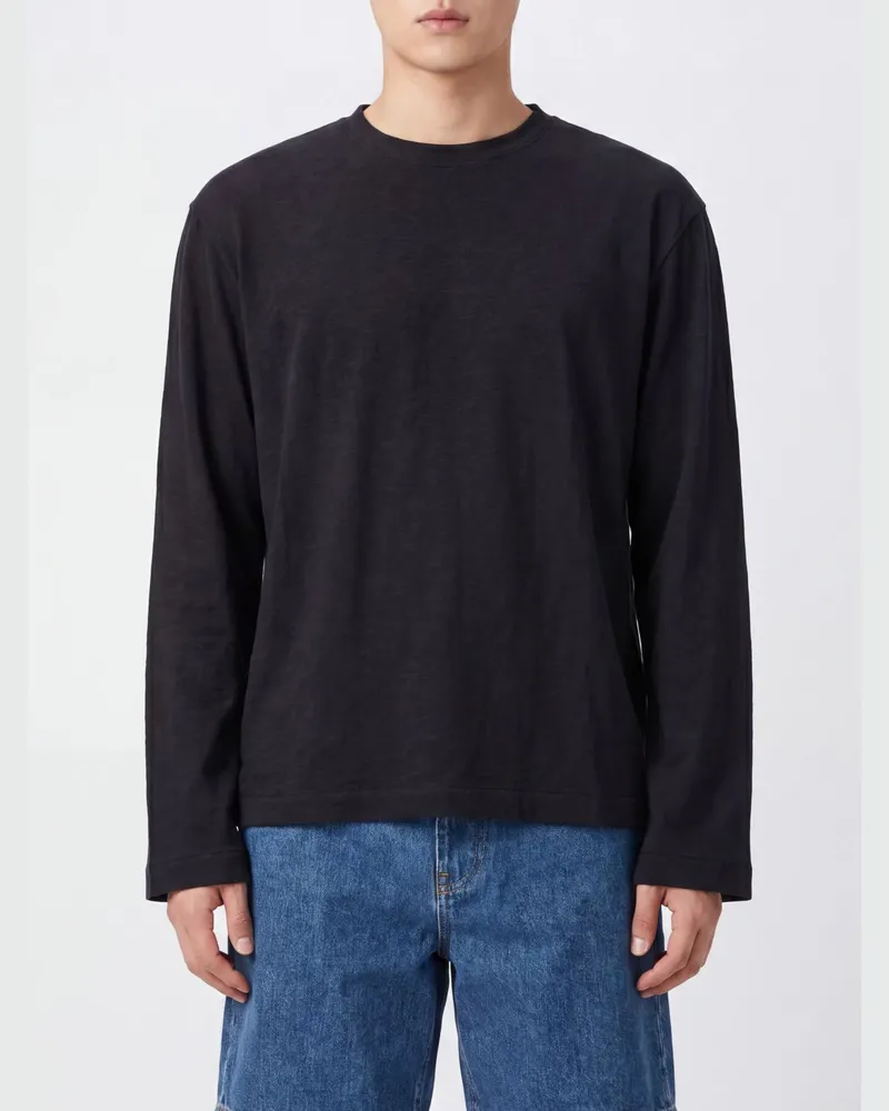 Jacquemus Langärmeliges T-Shirt aus Papiermischung mit überschnittenen Schultern von Schwarz
