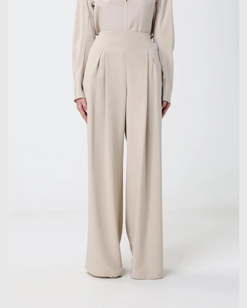 Max Mara Wide-Leg Hose mit hoher Taille aus Stretch-Seidensatin Sand