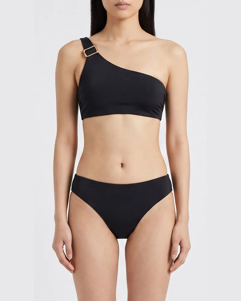 Max Mara One-Shoulder-Bikini-Oberteil mit asymmetrischem Ausschnitt Schwarz