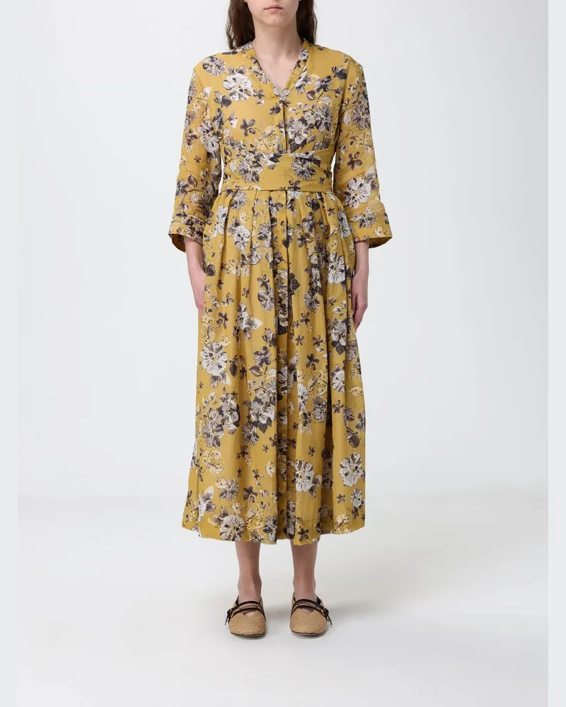 Max Mara Chemisier-Kleid aus Ramie Gelb