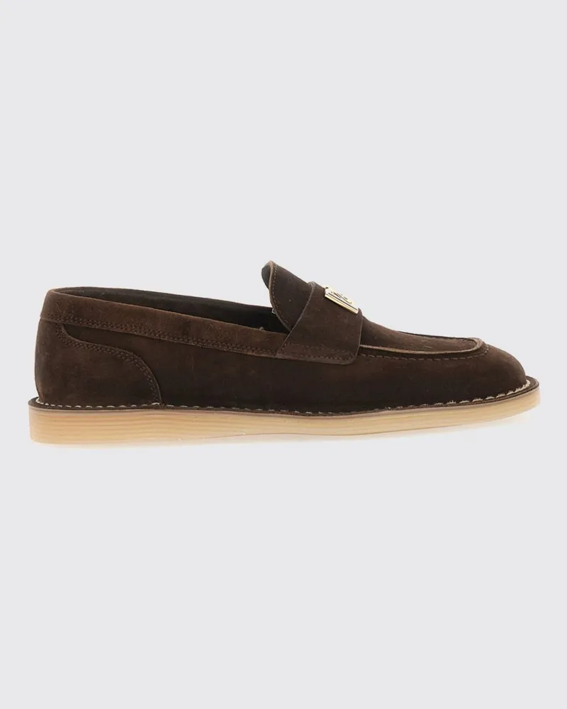 Dolce & Gabbana DOLCE  GABBANA Dolce & Gabbana Loafer aus Velourskalbsleder mit DG-Monogramm Braun