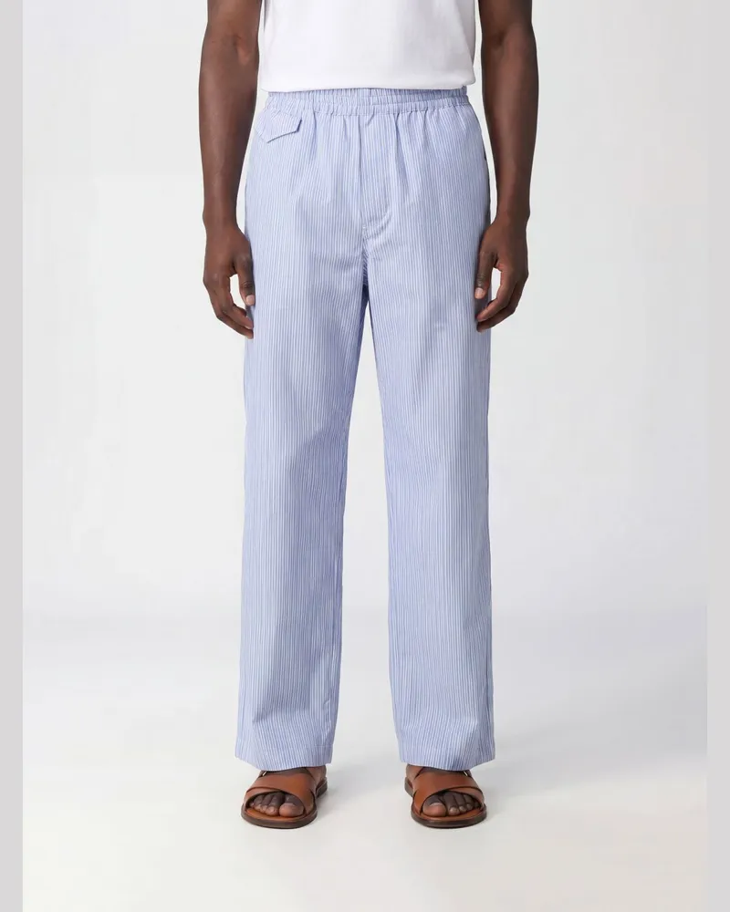 A.P.C. Gestreifte Lou Hose aus Baumwolle mit geradem Bein und elastischem Bund Hellblau