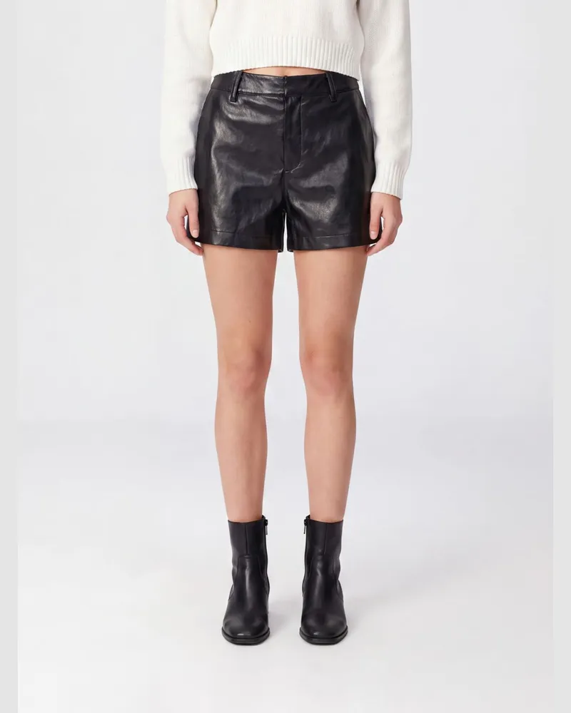 Federica Tosi Slim-Fit-Shorts aus glattem Kunstleder mit mittlerer Taille Schwarz