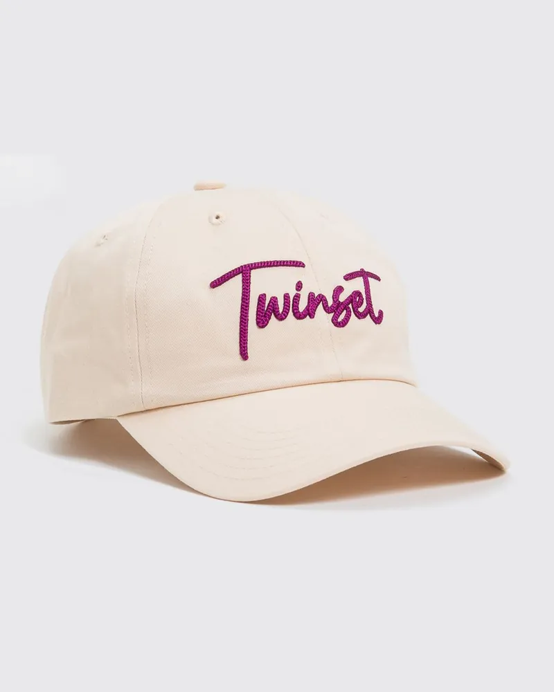 Twin-Set Baumwollmütze mit gesticktem Logo Beige