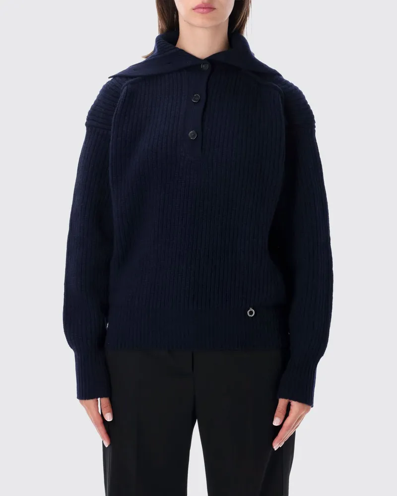Stella McCartney Relaxed Fit Pullover aus Kaschmir und Schurwolle mit Matrosenkragen Blau