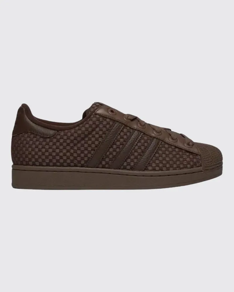 adidas Superstar II Sneakers aus Leder und Stoff mit Karomuster Braun