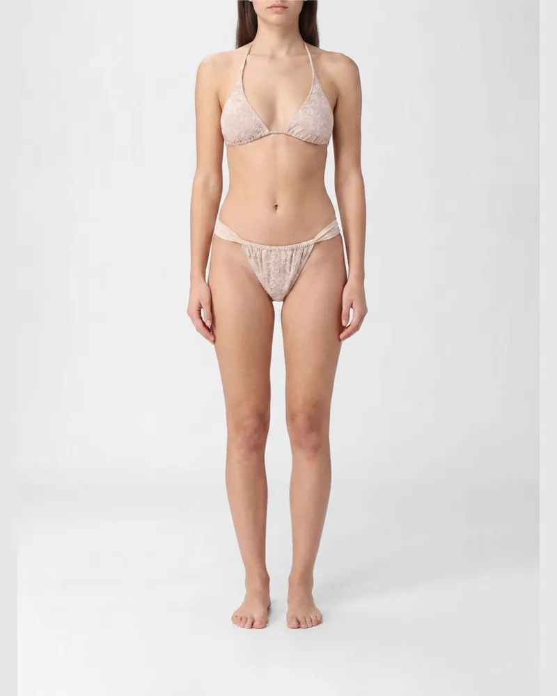 MC2 Saint Barth Bikini mit Blumendruck und bestickten Spitzendetails Nude