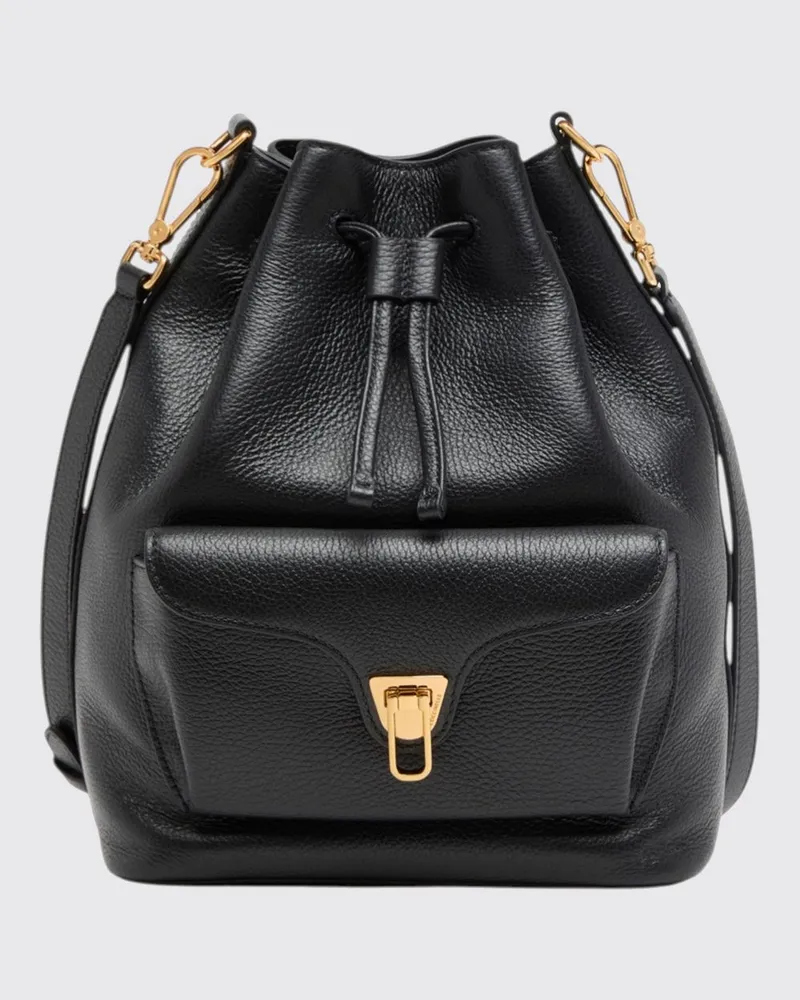 Coccinelle Beat Generation Beuteltasche aus genarbtem Leder Schwarz