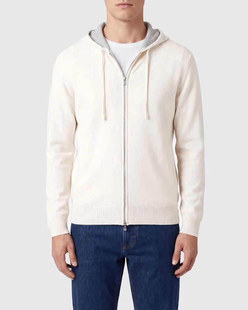 Eleventy Kapuzen-Sweatshirt aus Kaschmir von mit Reißverschluss und Rippbündchen Braun