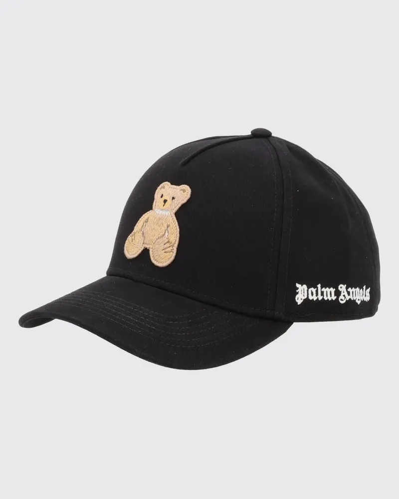 Palm Angels Schwarze Baumwoll-Baseballkappe mit Teddybär-Patch und Logo Schwarz