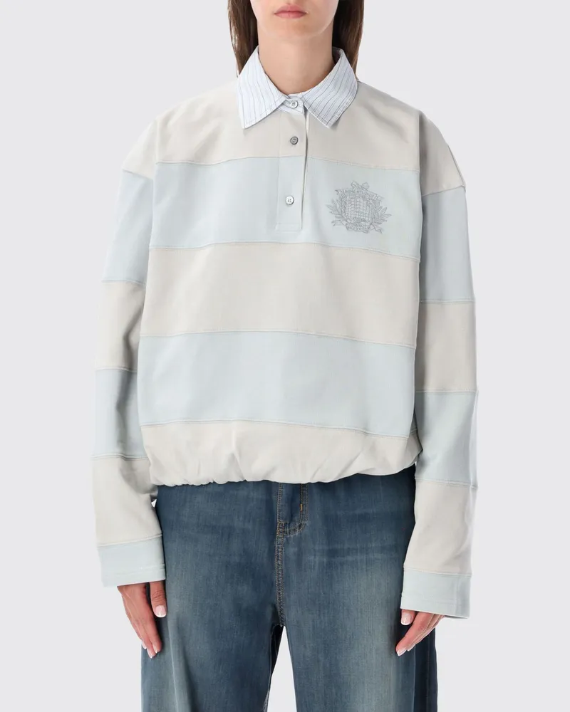 Acne Studios Gestreiftes Polo-Sweatshirt aus Bio-Baumwolle in lockerer Passform Blau