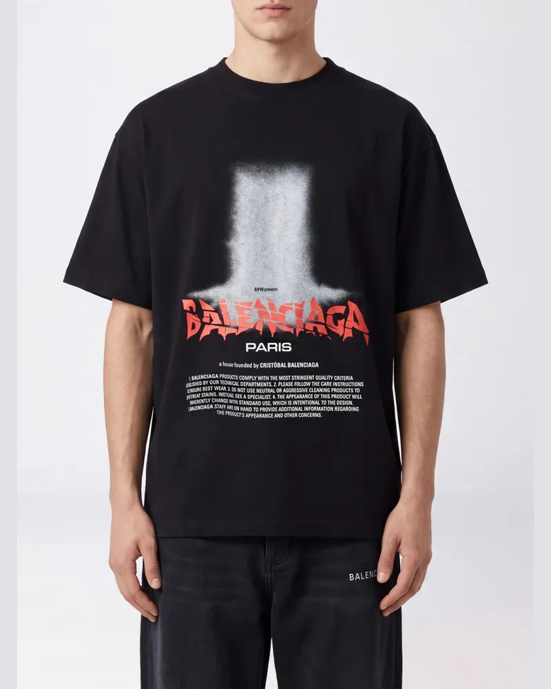 Balenciaga Relaxed-Fit-T-Shirt aus Baumwolle mit Kontrastlogo Schwarz
