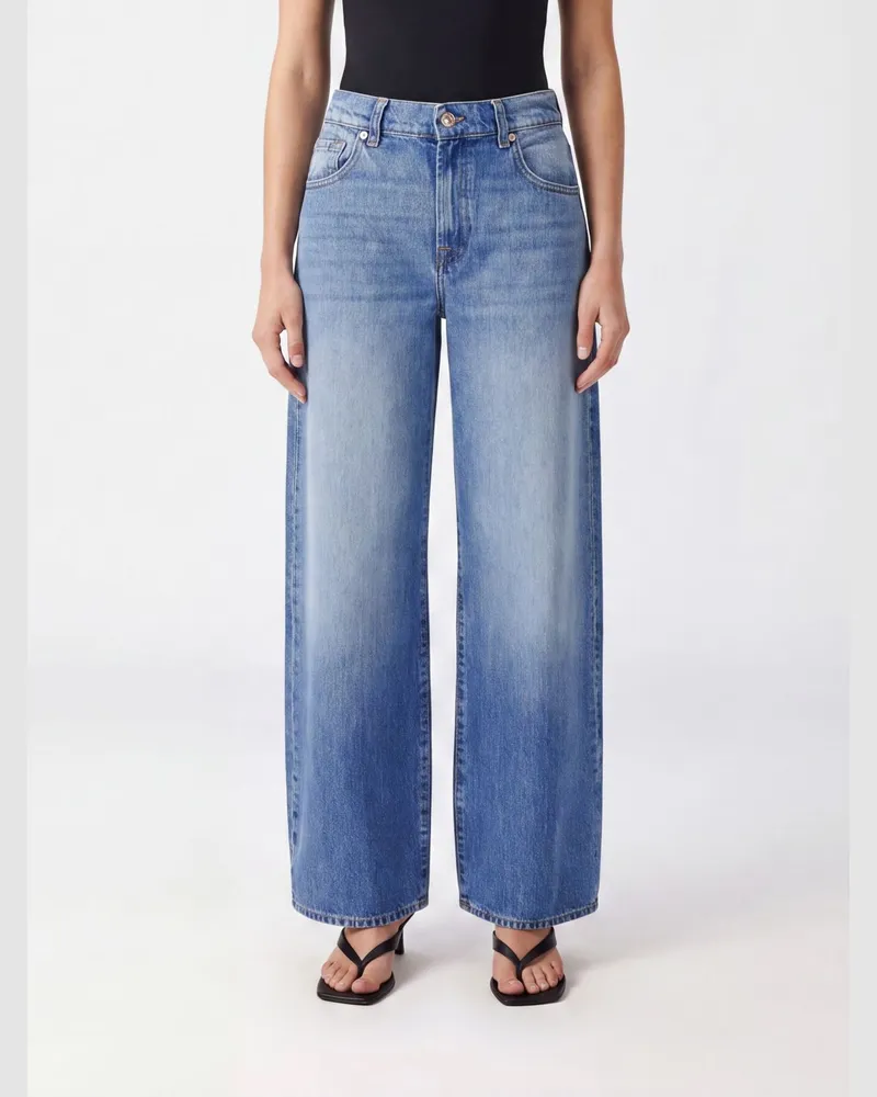 7 for all mankind High-Waist Wide-Leg Jeans aus Baumwoll-Denim Blau