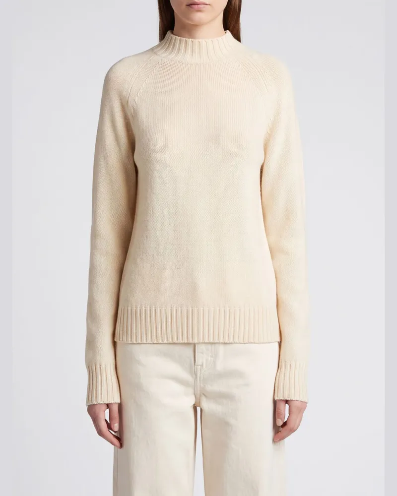 Drumohr  Slim-Fit-Rollkragenpullover aus gerippter Lammwolle Ivory