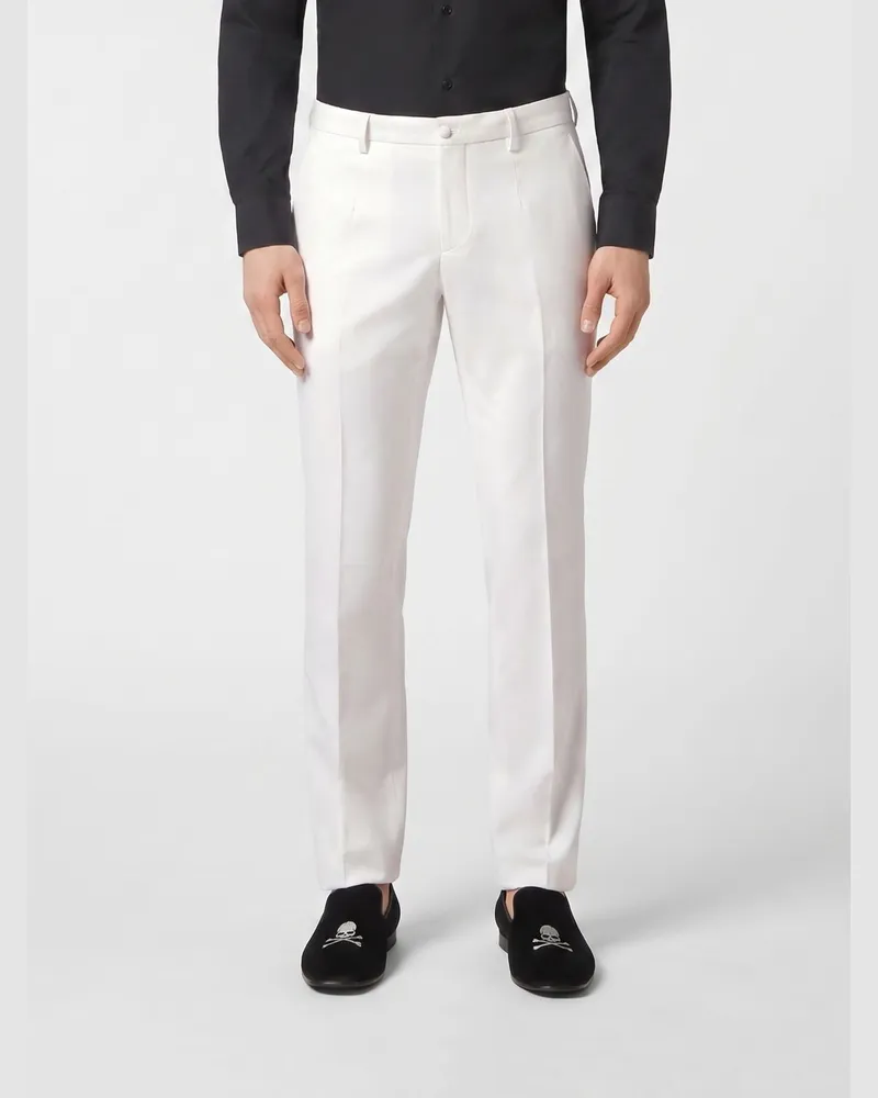 Philipp Plein Chino-Hose aus Twill Weiß