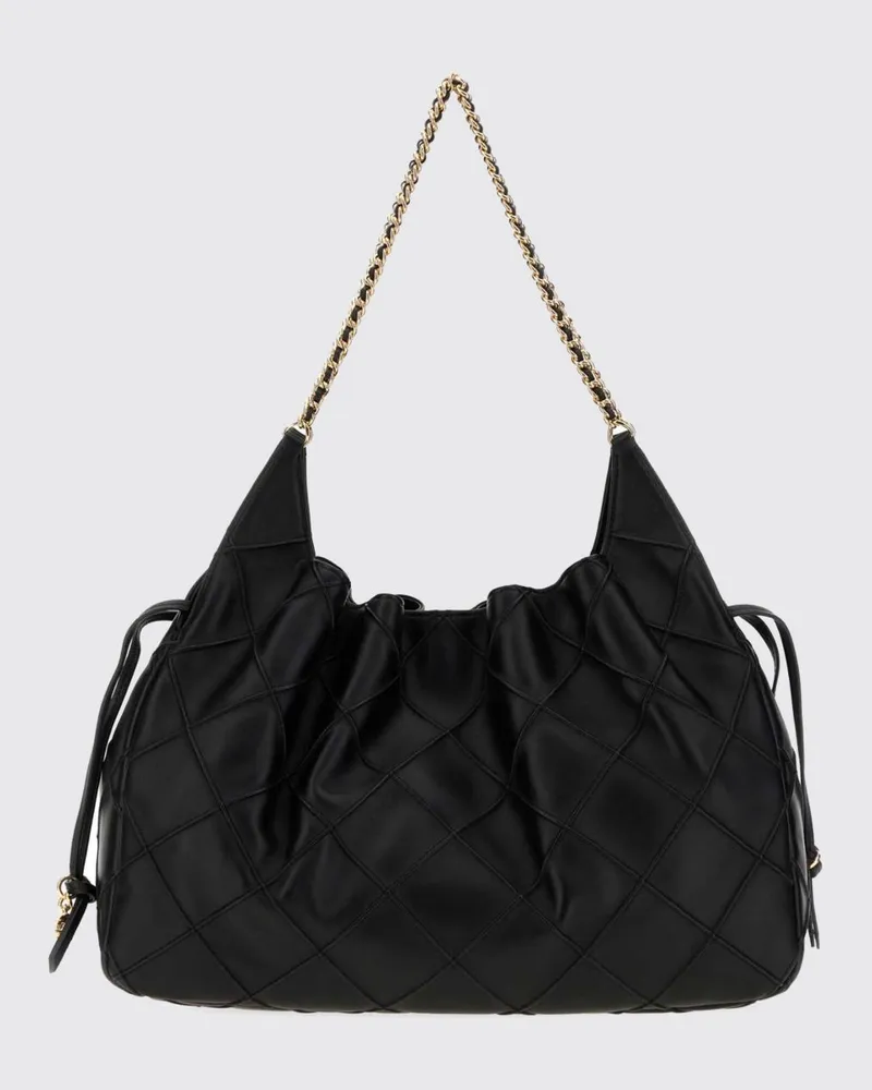 Tory Burch Große gesteppte Fleming Schultertasche aus recyceltem Polyester Schwarz