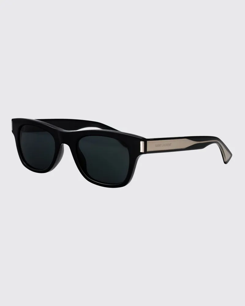 Saint Laurent Aviator-Sonnenbrille aus Acetat mit rechteckiger Form und Logo Schwarz
