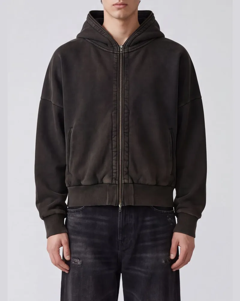 Entire Studios Kapuzen-Sweatjacke aus Baumwolle mit überschnittenen Schultern Schwarz