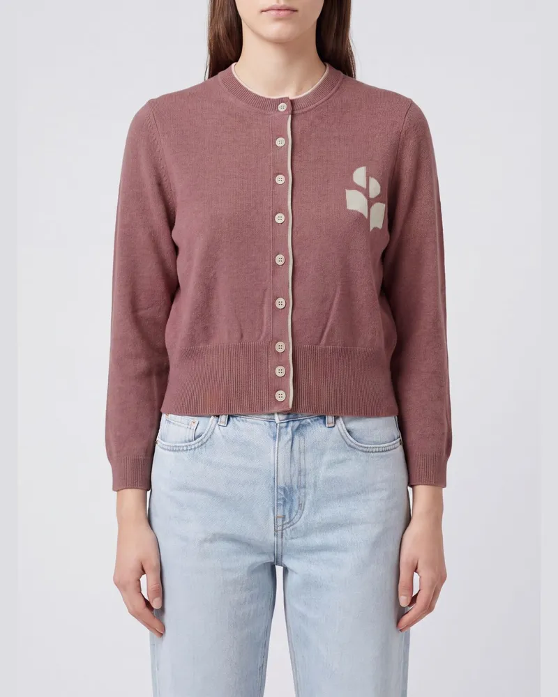 Étoile Isabel Marant Slim Fit Cardigan von aus Woll-Baumwoll-Mischung mit Jacquard-Logo Grau