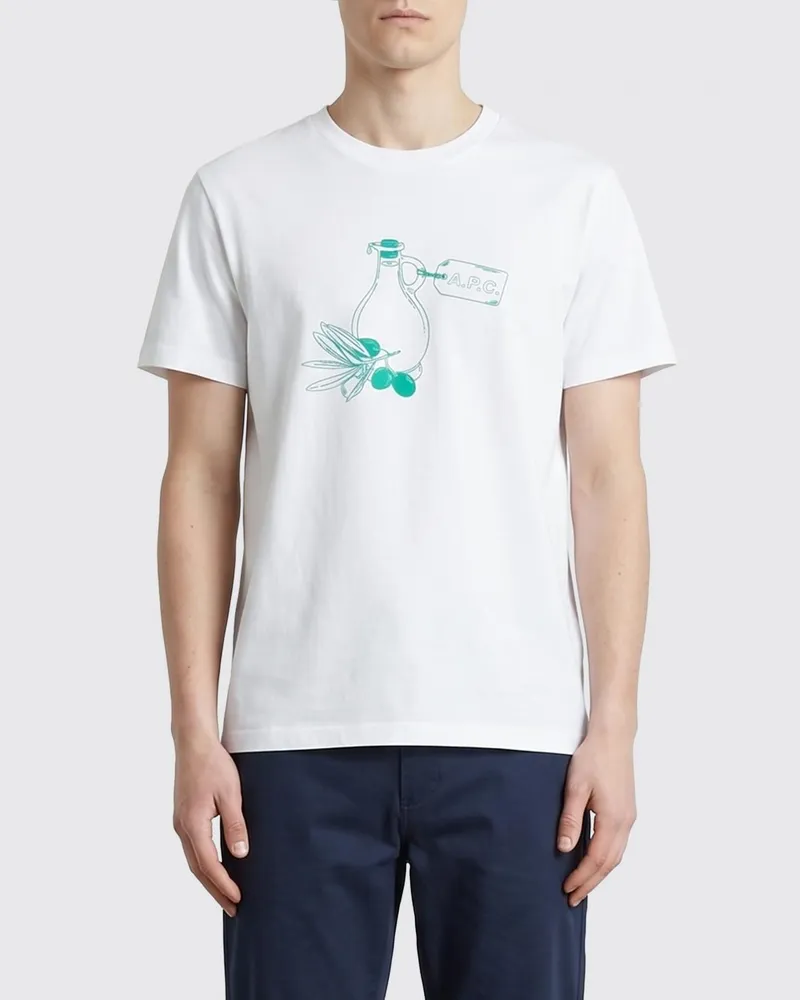 A.P.C. Bedrucktes Baumwoll-T-Shirt Weiß