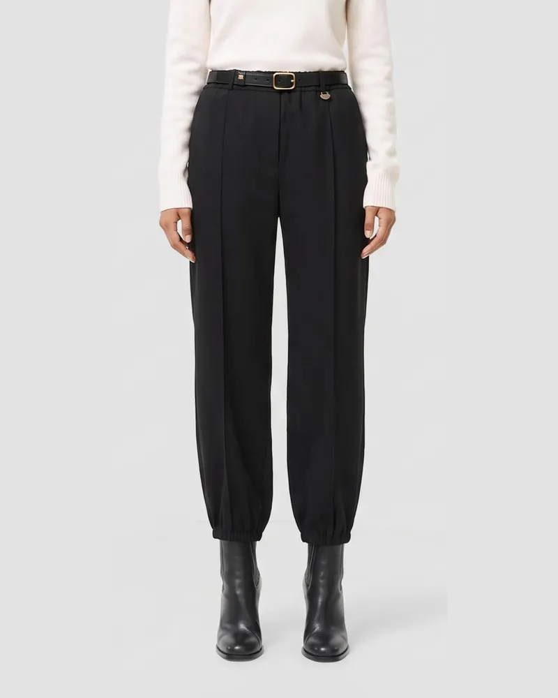 Burberry Gerade geschnittene Hose aus reiner Merinowolle mit hohem, elastischem Bund Schwarz