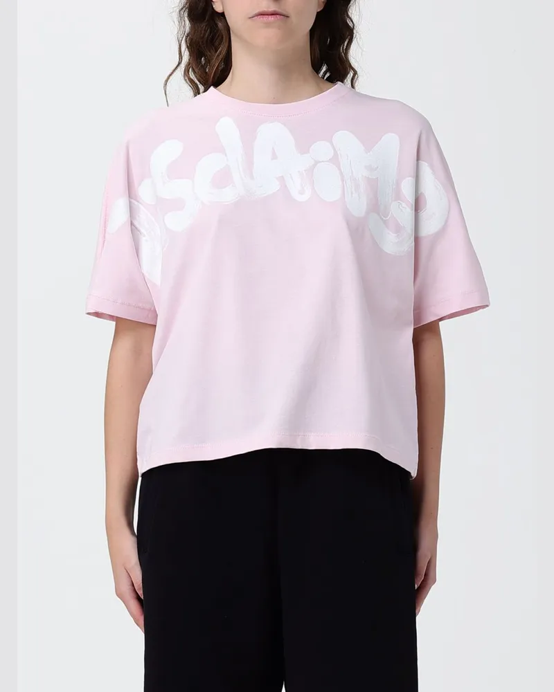DISCLAIMER Relaxed-Fit-T-Shirt von aus Baumwolle mit Logo-Print und Rundhalsausschnitt Pink