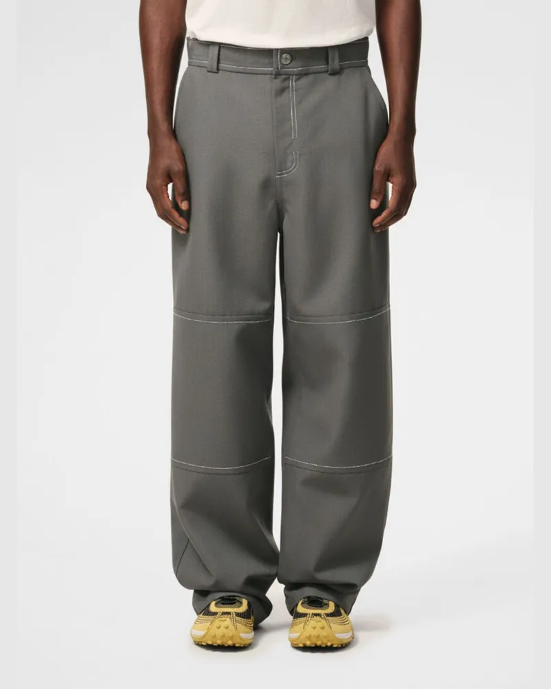 AMI Paris Weite Hose aus Schurwolle Grau