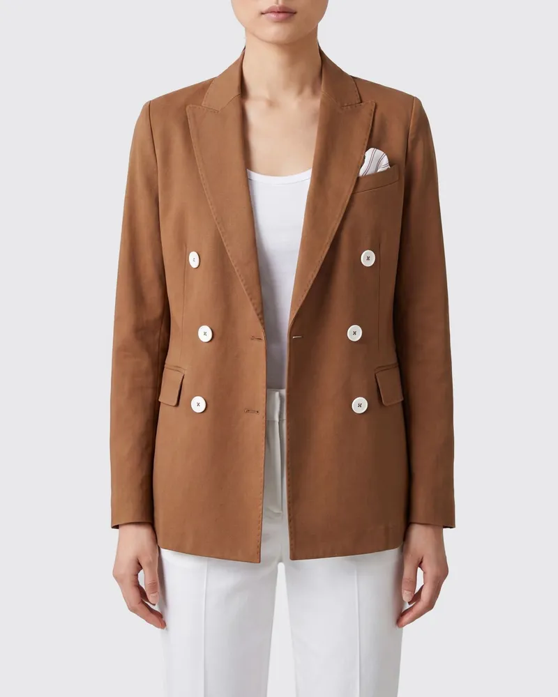 CIRCOLO 1901 Kurzer Zweireiher-Blazer von aus Stretch-Baumwolle in Slim Fit Braun