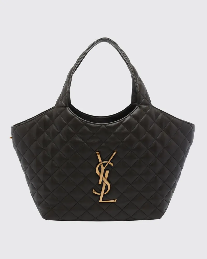 Saint Laurent Icare Tote-Tasche aus gestepptem Nappaleder mit YSL-Monogramm Grün