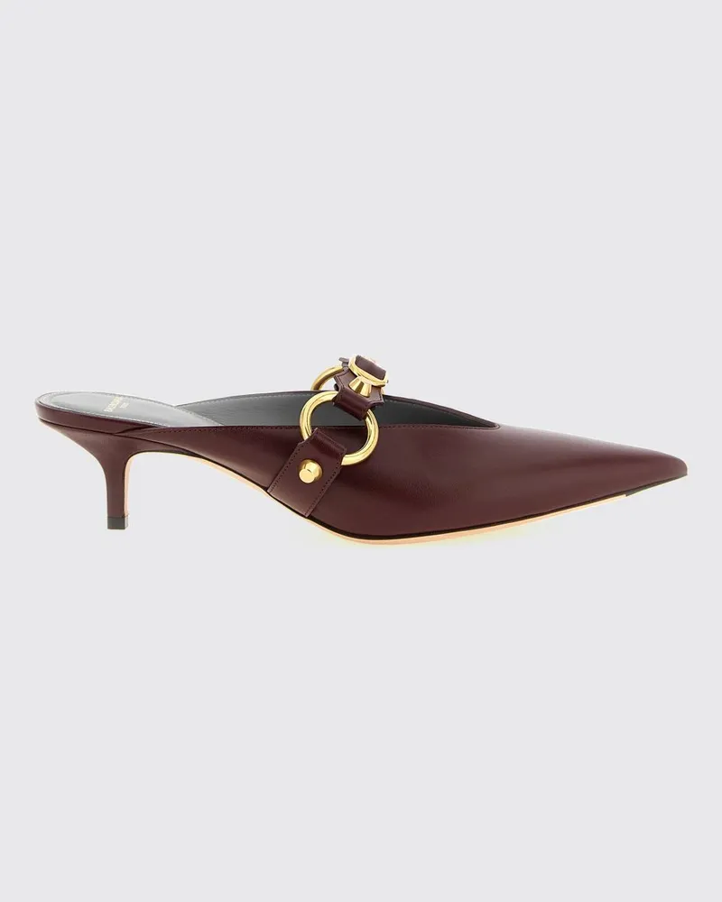 Balenciaga City Mules aus Kalbsleder mit Nieten und mittelhohem Stilettoabsatz von Burgunderrot