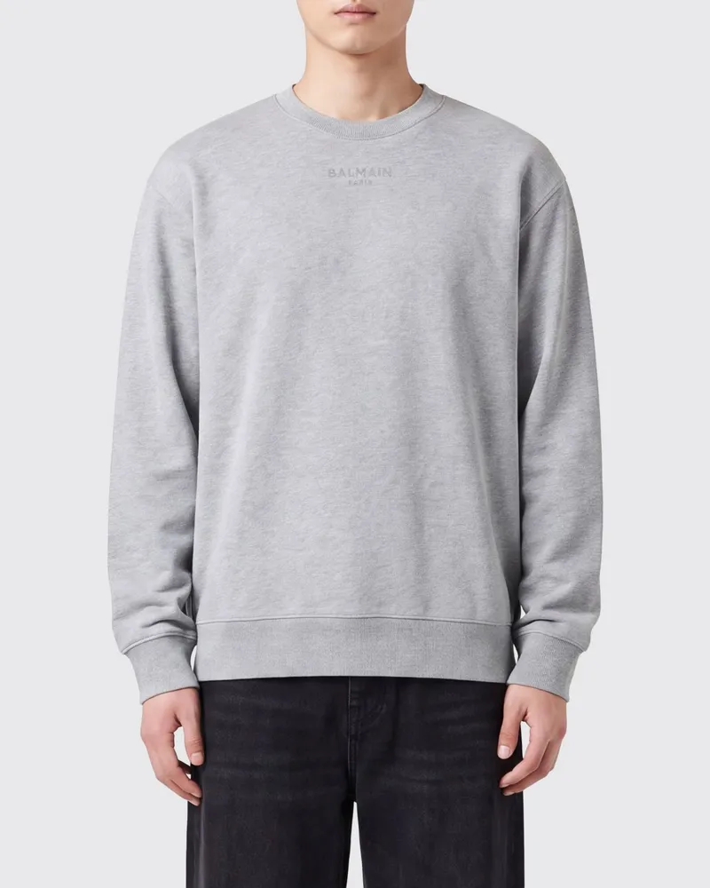 Balmain Relaxed-Fit-Sweatshirt mit Rundhalsausschnitt von aus Baumwolle mit Rippbündchen Grau