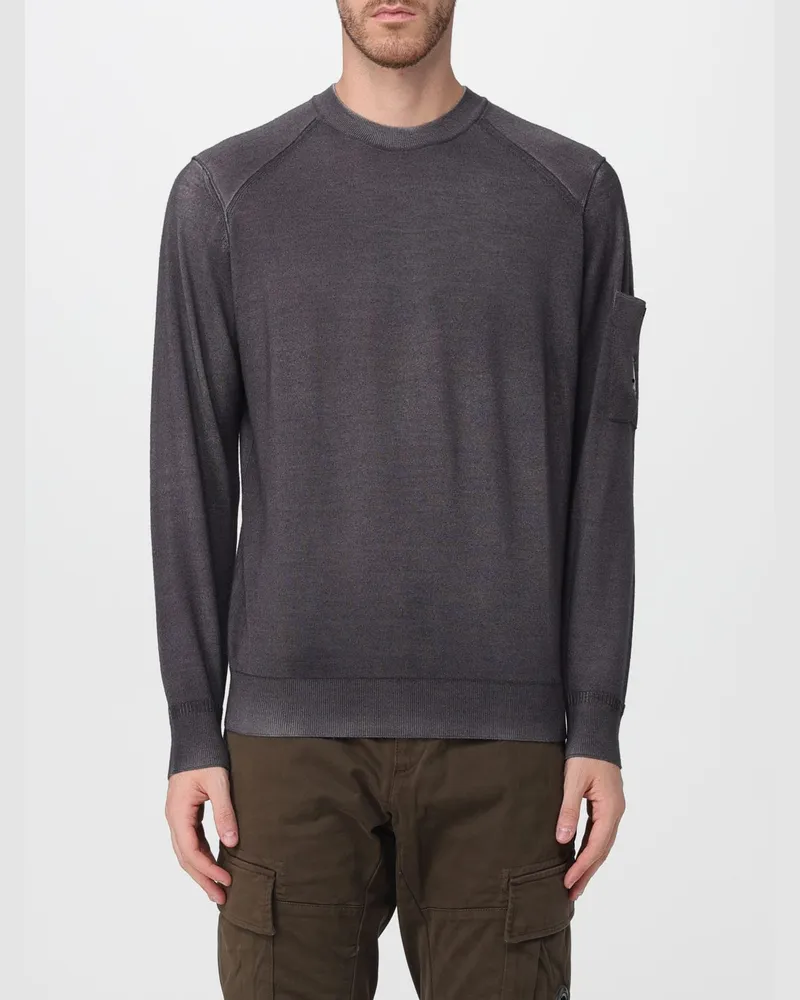 C.P. Company Wollpullover mit Rundhalsausschnitt, langen Ärmeln und aufgesetzter Tasche Schwarz