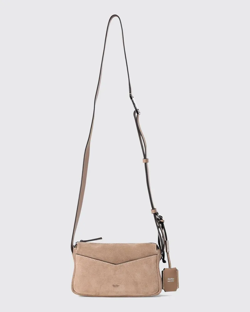 Max Mara Umhängetasche aus Wildleder mit Logo-Charm Braun