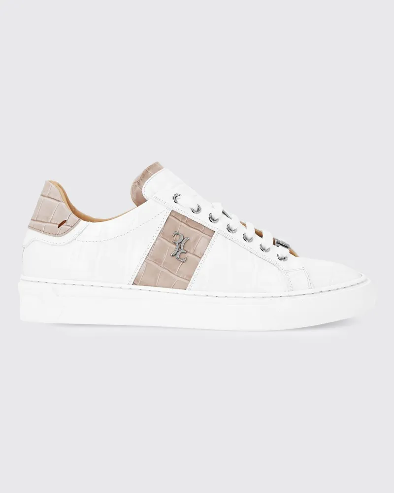 Billionaire Low-Top-Sneaker aus Leder in Kroko-Optik mit Metallic-Logo Weiss