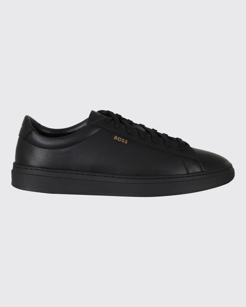 HUGO BOSS Kieran Low-Top-Sneaker aus Glattleder mit aufgedrucktem Logo Schwarz