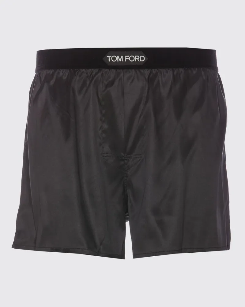 Tom Ford Seiden-Boxershorts mit elastischem Logo-Bund Schwarz