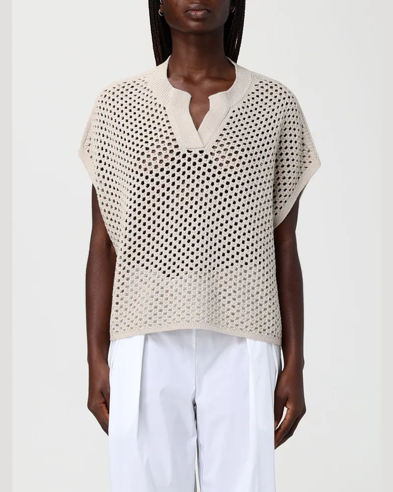 Liviana Conti Lochstrickpullover Beige