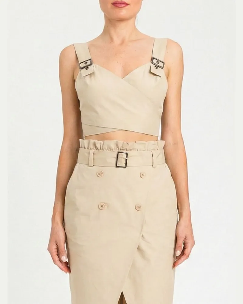 Twin-Set Crop-Top aus Baumwolle Safari